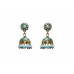Gold Plated 925 Sterling Silver Enamel Jhumki Earrings, Turquoise color Beads